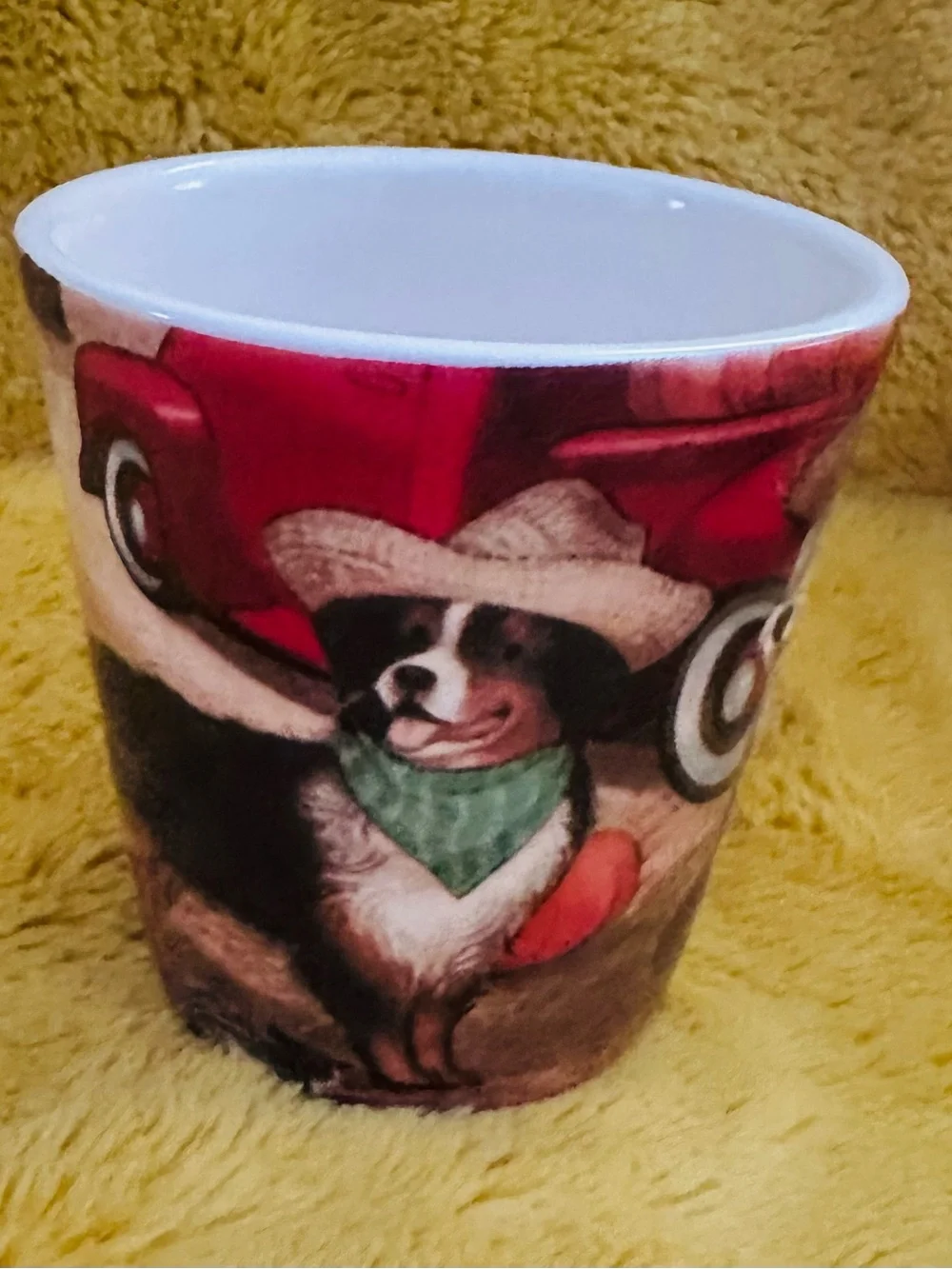 Pier 1 Imports Dogs Cowboy Mug 14oz Ironstone Dog Harvest Red Truck Cup Farm